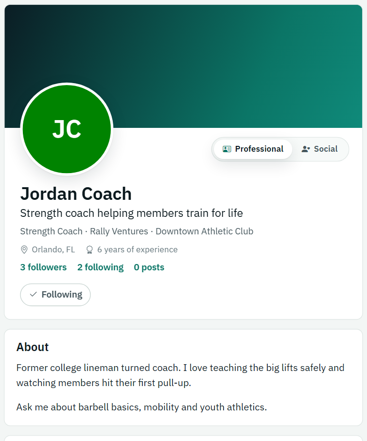 Professional profile: a screen from kanopySIS