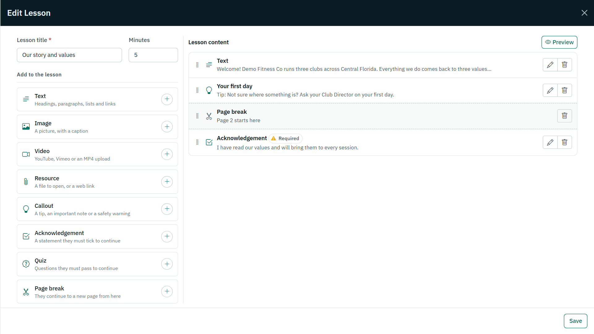 The section page builder: a screen from kanopySIS